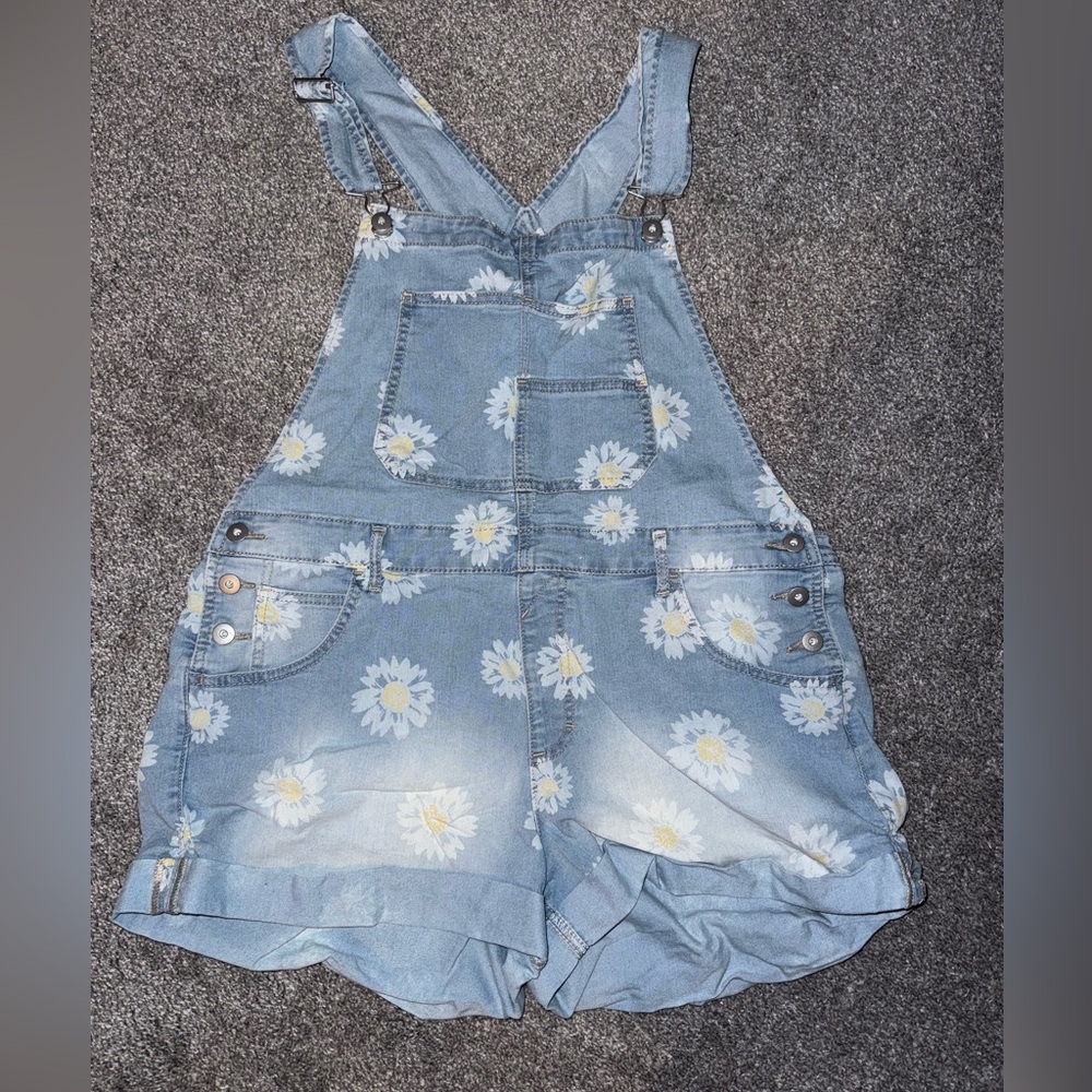 Blue Floral Overalls